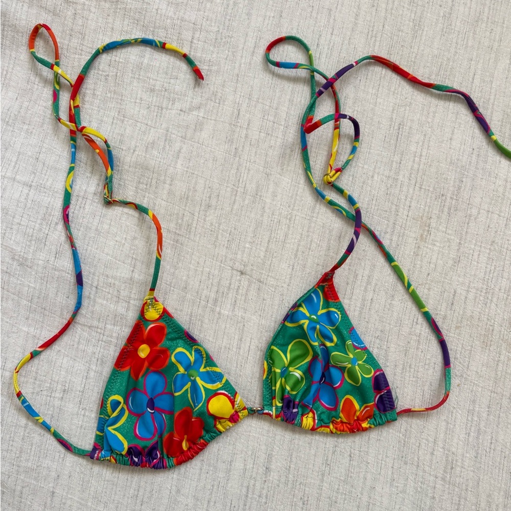 Heavy manners flower print triangle bikini top